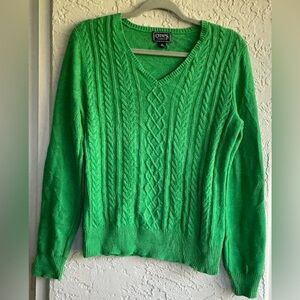 Chaps Women's Vibrant Green Knit V-Neck Sweater